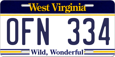 WV license plate OFN334