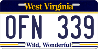 WV license plate OFN339