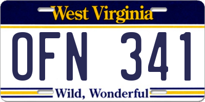 WV license plate OFN341