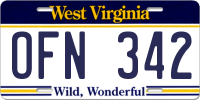 WV license plate OFN342
