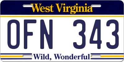 WV license plate OFN343