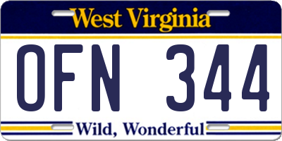 WV license plate OFN344
