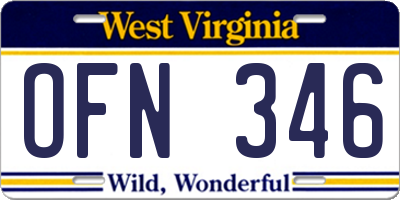 WV license plate OFN346
