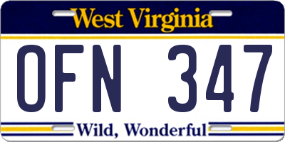 WV license plate OFN347