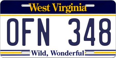 WV license plate OFN348