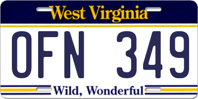 WV license plate OFN349