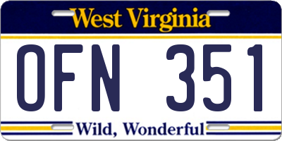 WV license plate OFN351