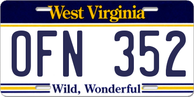 WV license plate OFN352