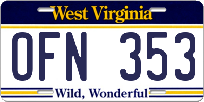WV license plate OFN353