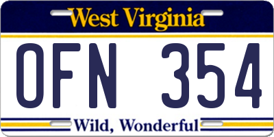 WV license plate OFN354