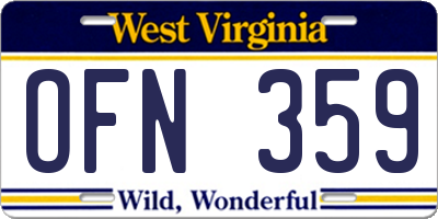WV license plate OFN359