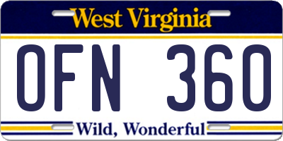 WV license plate OFN360