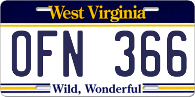 WV license plate OFN366