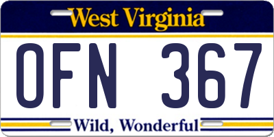 WV license plate OFN367