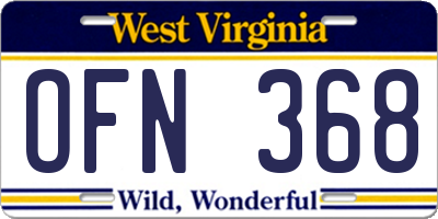 WV license plate OFN368