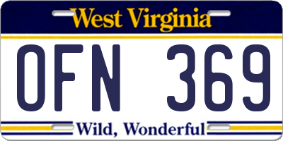 WV license plate OFN369
