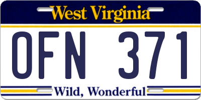 WV license plate OFN371
