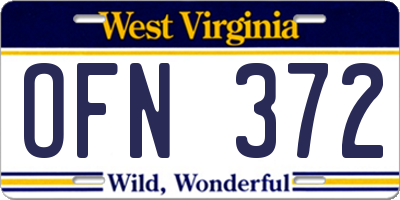 WV license plate OFN372