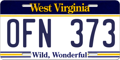 WV license plate OFN373