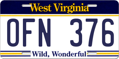 WV license plate OFN376