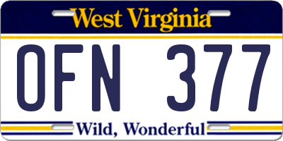 WV license plate OFN377