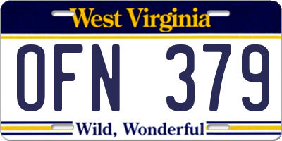 WV license plate OFN379