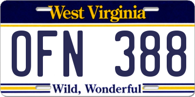 WV license plate OFN388
