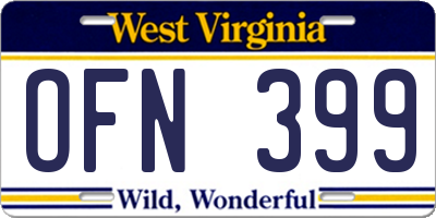 WV license plate OFN399