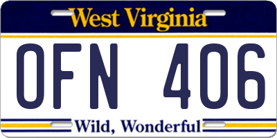 WV license plate OFN406