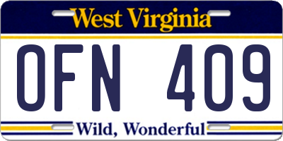 WV license plate OFN409