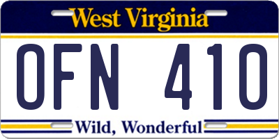 WV license plate OFN410