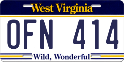 WV license plate OFN414