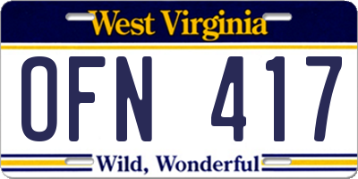 WV license plate OFN417
