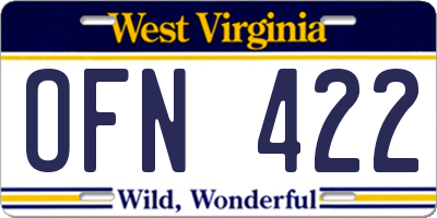 WV license plate OFN422