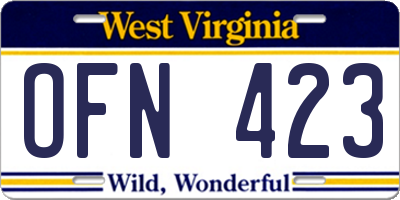 WV license plate OFN423
