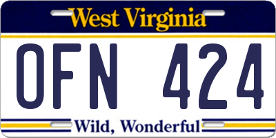 WV license plate OFN424