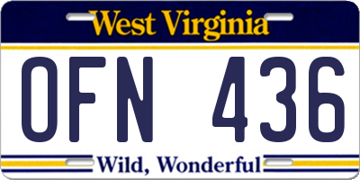 WV license plate OFN436