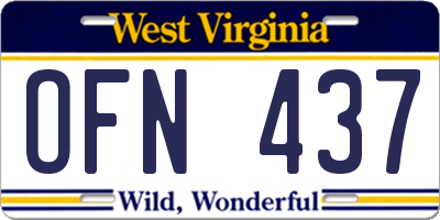 WV license plate OFN437