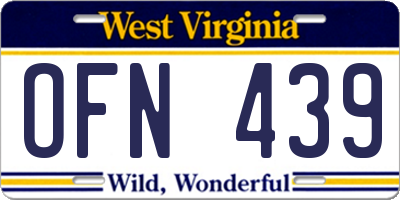 WV license plate OFN439