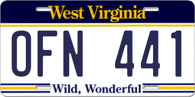WV license plate OFN441