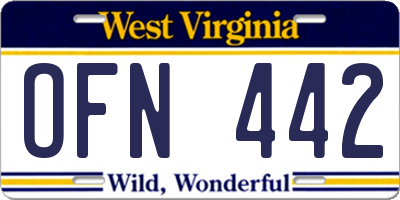 WV license plate OFN442