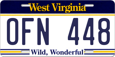 WV license plate OFN448