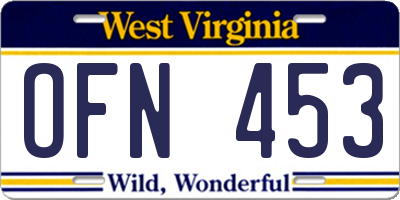 WV license plate OFN453