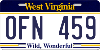 WV license plate OFN459
