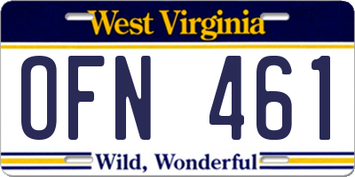 WV license plate OFN461