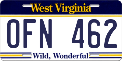 WV license plate OFN462