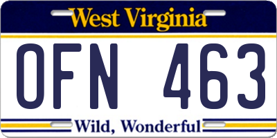 WV license plate OFN463