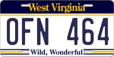 WV license plate OFN464