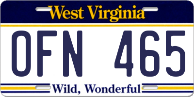 WV license plate OFN465