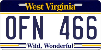 WV license plate OFN466